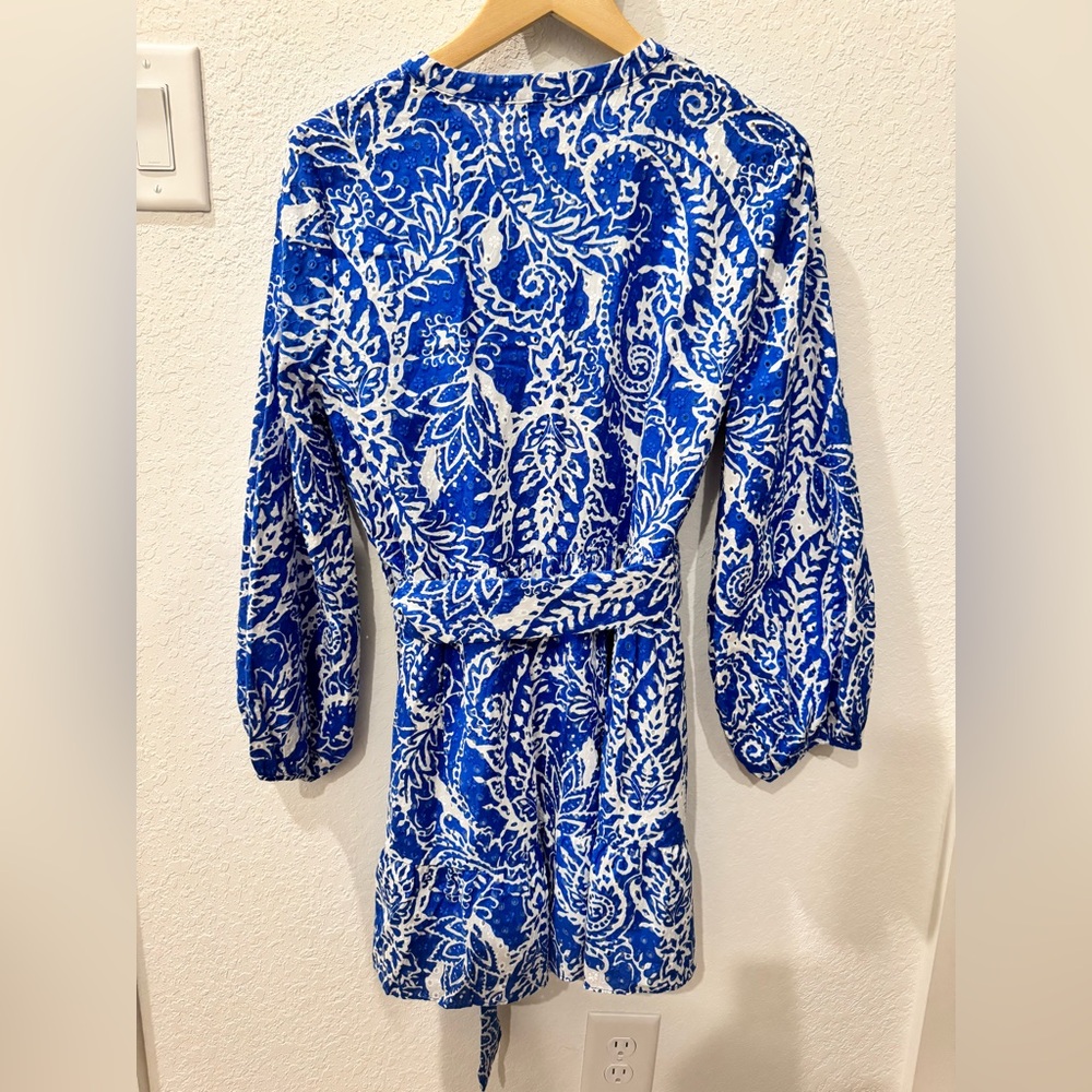 Zara Blue and White Long Sleeve Dress - Picture 6 of 8